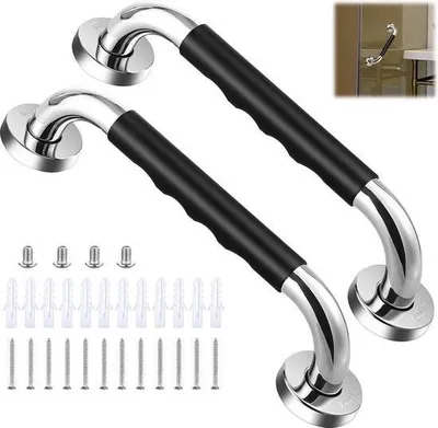 Produktbild von 2 Stück rutschfeste Haltegriffe, 33 cm Edelstahl-Haltegriff für Dusche und Dusche, Sicherheits-Haltegriffe aus Silikongel, Wandmontierter Badewannengriff für Badewanne, Toilette, Badezimmer, Küche, Treppe