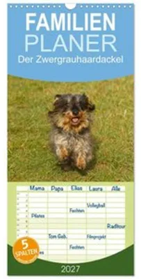 Produktbild von Familienplaner 2027 - Der Zwergrauhaardackel - Eigensinnig und Liebenswert mit 5 Spalten (Wandkalender, 21 x 45 cm) CALVENDO