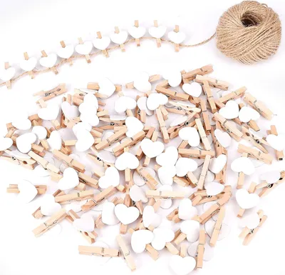 Produktbild von Herzclips mit 50 weißen Herzen (je 3 cm)