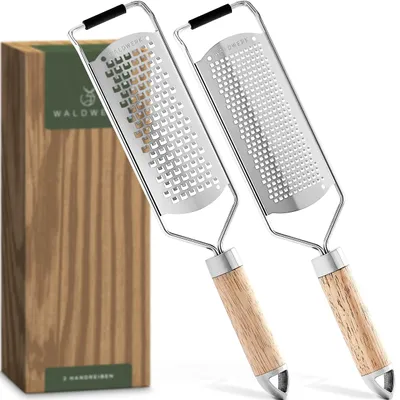 Productafbeelding van Elzusha - Kaasrasp Set van 2 - met Houten Handvat