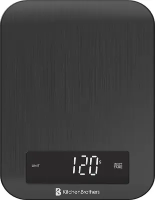 Produktbild von KitchenBrothers Küchenwaage - Digitale Küchenwaage - 1 g bis 10 kg - Edelstahl/Gunmetal Black