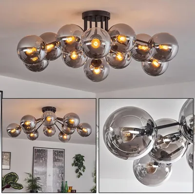 Produktbild von Fossobiubo Deckenlampe aus Metall/Glas in Schwarz/Rauchfarben