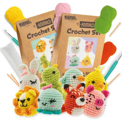 Obrázek produktu pro Joya Creative, sada na háčkování zvířátek, 8 kusů – Kompletní sada pro háčkování amigurumi zvířátek, vhodná pro začátečníky i pokročilé