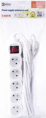 Image de EMOS Rallonge avec interrupteur - 5 prises, 5m, 3×1.5mm2