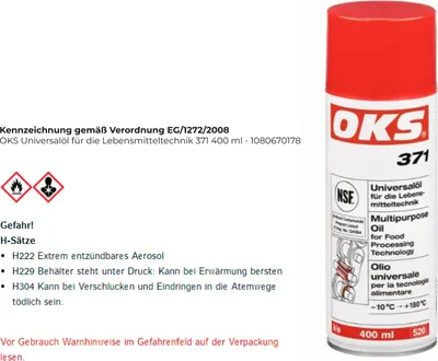Produktbild von OKS Universalöl für die Lebensmitteltechnik 371 400 ml - 1080670178