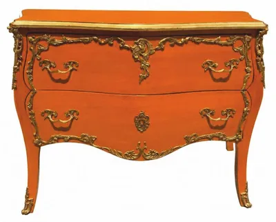 Produktbild von Casa Padrino Barock Kommode mit 2 Schubladen Orange / Gold 125 cm - Prunkvolle Barock Möbel - Barockstil Möbel