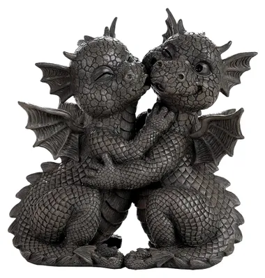 Produktbild von Gartenfigur Kussendes Drachenpaar 25 cm - Fantasy Deko Statue