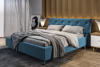 Produktbild von KAWOLA Bett ANNY Polsterbett Kopfteil niedrig Velvet petrol 160x200cm