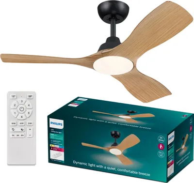 Produktbild von Philips Olas Deckenventilatorleuchte 28 W (Ventilator) + 24 W (Leuchte), LED, IP20, Schwarz