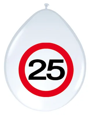 Produktbild von 8 LUFTBALLONS D:30cm MIT DER ZAHL 25 Motiv Schild