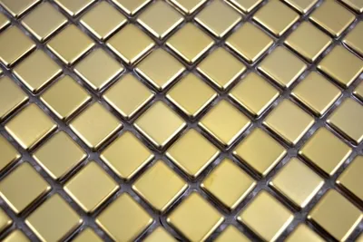 Produktbild von Handmuster Mosaik Fliese Edelstahl gold Gold Stahl gebürstet Fliesenspiegel Küche MOS129-0707_m