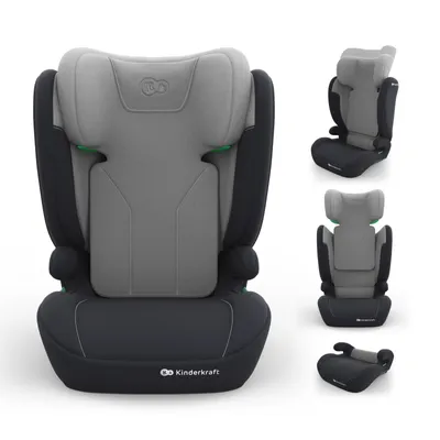 Produktbild von Kinderkraft I-SPARK 2 PLUS – i-Size Kindersitz 100–150 cm, 2-in-1 Sitzerhöhung, 3,5–12 Jahre, H-GUARD & SPS, 10-fach verstellbare Kopfstütze, Grau