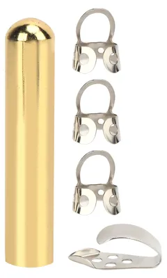 Produktbild von 4 Stück Fingerpicks, 1 Stück Tonbar, Metall, Edelstahl, Musikzubehör für E-Gitarre (Gold)