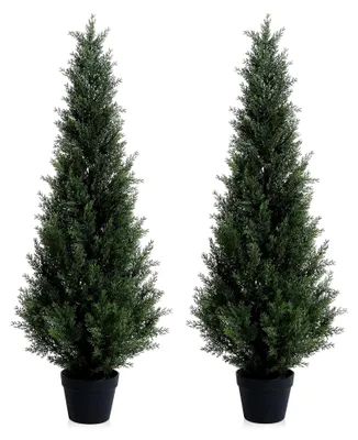 Produktbild von Künstliche Pflanzen Zedernbaum 125 cm Kunstpflanzen im Topf Plastik Fake Plant Außendekoration (2 Stück)