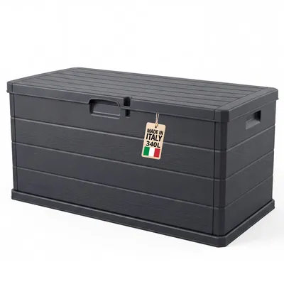Produktbild von BigDean Auflagenbox Kissenbox Klicksystem 340 Liter Deckel abschließbar Stabil und überlappender Deckel hält Feuchtigkeit fern