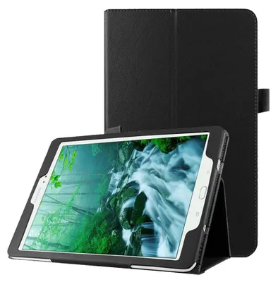 Image de subtel Étui avec stand intégré pour tablette Samsung Galaxy Tab S2 9.7 (SM-T810 / SM-T813 / SM-T815 / SM-T819) - Cuir synthétique, couleur noir Housse Pochette bookstyle case avec protection 360°