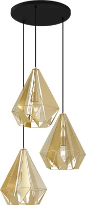Produktbild von QAZQA - Industrie I Vintage I Industrie I Vintage I Hängelampe I Pendellampe I Pendelleuchte Gold I Messing mit Netz 3-flammig – Karkasse I Wohnzimmer I Schlafzimmer - Stahl Rund - LED geeignet E27