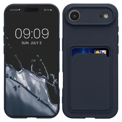 Produktbild von kwmobile Handyhülle für Apple iPhone Air Hülle mit Kartenfach - TPU Case - Kabelloses Laden - Schutzhülle Cover in Dunkelblau