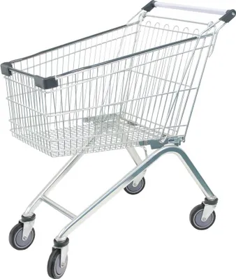 Zdjęcie produktu dla Wózek sklepowy zakupowy na kółkach chromowany marketowy Mega-M YR 125l