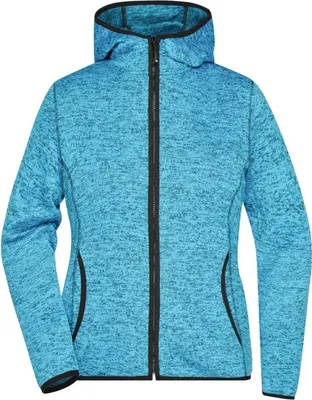 Produktbild von Kapuzenjacke aus Strickfleece in Melangeoptik blue-melange/black, Gr. L