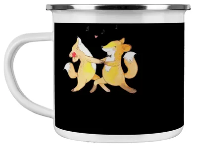 Produktbild von Mr. & Mrs. Panda Teetasse 45. Hochzeitstag Messinghochzeit - Schwarz - Geschenk, Heirat, Hochzeit, Heiraten, Geschenke, Teebecher, Jubiläum, becher emaille, Meilenstein