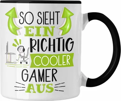 Produktbild von Trendation - So Sieht Ein Richtig Cooler Gamer Aus Geschenk Tasse Lustiger Spruch Geschenkidee (Schwarz)