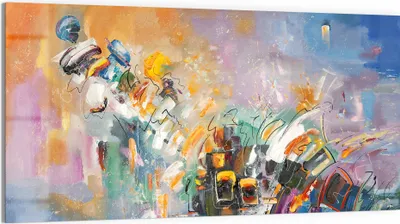 Produktbild von DEQORI Glasbild Echtglas 100x50 cm 'Abstraktes Feuerwerk' Wandbild Bild modern Deko