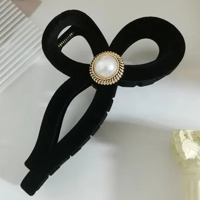 Immagine prodotto di Flamenco Mystique Vintage sametová černá spona do vlasů s perlou XL 13 x 6,5 cm