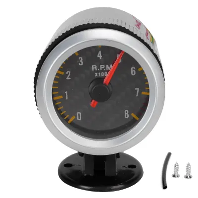 Image de Compte-tours 52 mm 0–8 000 tr/min – Compte-tours universel 12 V au look carbone pour moteurs 4, 6 et 8 cylindres, accessoire pour voitures et SUV