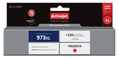 Zdjęcie produktu dla Activejet Tusz AH-973MRX (zamiennik HP 973XL F6T82AE; Premium; 105 ml; czerwony), Wysoka (XL) wydajność, Purpurowy, Atrament barwnikowy, 105 ml, 1 szt., Jednopak