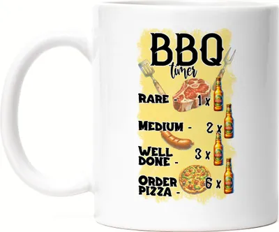 Produktbild von BBQ Timer Grillen Bierlustiger Guide für Fleisch Liebhaber Grillmeister Tasse Weiß
