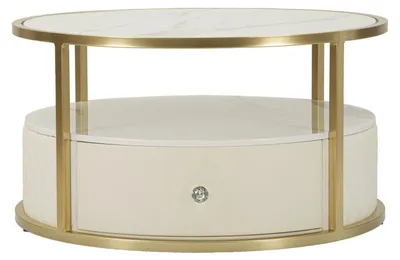 Imagen del producto de Mesa de centro FURNLUX Sharon, color blanco, 75 cm. Dimensiones: 75 x 40 x 75 cm