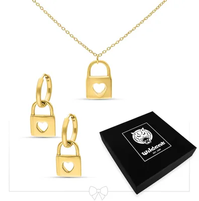 Produktbild von Wildcat Ohrringe - Little Lock Necklace with Hoops Set aus Chirurgenstahl 316L, Körperstelle: Ohr, Onesize, Gold