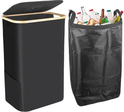 Produktbild von Recyclingbehälter - Abfallsammler - Zur Mülltrennung - Mit Deckel - 100 Liter - Schwarz