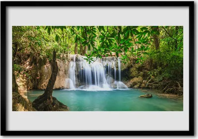 Produktbild von Bild 70x50 MDF-Rahmen Wandkunst Wasserfall Lake Forest Natur