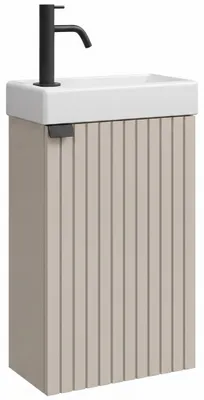 Produktbild von Badplaats Gäste-WC Möbel Bosco 40 x 22 cm – Beige – Handwaschbeckenunterschrank mit Keramikwaschbecken