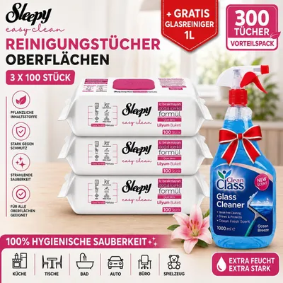 Immagine prodotto di Sleepy Oberflächenreinigungstücher Lilium 3er  + Reiniger