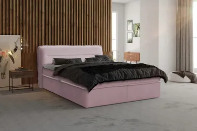 Produktbild von Boxspringbett, dekoratives Kopfteil, große Ablagefläche, bis zu zwei Bettkästen, elegante Ziernähte, Härtegrad H2-H3, Bett, Kontinentalbett, Hochbett, ideal für jedes Schlafzimmer -  Askim 140x200 (Rosa)
