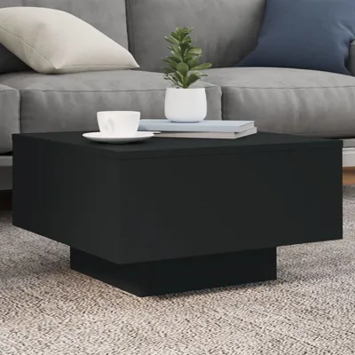 Produktbild von "2026 Promotion" Couchtisch Wohnzimmer - Kaffeetisch - mit LED-Leuchten Schwarz 55x55x31 cm - Sofatisch CC29948