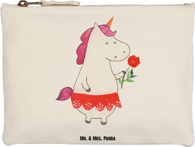 Produktbild von Mr. & Mrs. Panda Schminktasche Einhorn Dame Grösse XL Große - Weiß - Geschenk, Lady, Pouch, Bachelor, Schlampermäppchen, Kosmetiktasche, Einhörner, Unicorn, Bachelorette