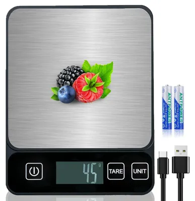 Produktbild von GIBOHOM Küchenwaage Digital, 10 KG Hochpräzise 1 g/0.1 oz Elektronische Kitchen Scale Edelstahl mit LCD Display & Tara-Funktion, Waage Küchenwaage Professionell 6 Maßeinheiten, 2 Batterien Inklusive –