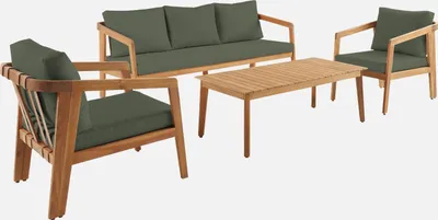 Produktbild von sweeek - Gartenmöbelset 5 Plätze aus Akazienholz - Khaki