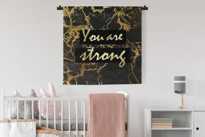 Produktbild von MuchoWow® Wandteppich Wandbehang Zitat - Motivation - Gold - Marmor 90x90 cm Tapisserie Dekoration Wandtuch - Wandaufhänger