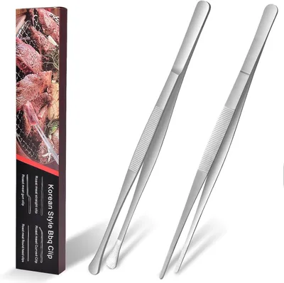 Image de Pinces de cuisine de 30 cm, en acier inoxydable, lot de 2, pour la cuisson et le barbecue