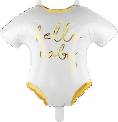 Produktbild von Folienballon Strampler / Hello Baby 51cm, weiß / gold