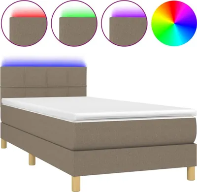 Produktbild von vidaXL Boxspringbett mit Matratze & LED Taupe 80x200 cm Stoff