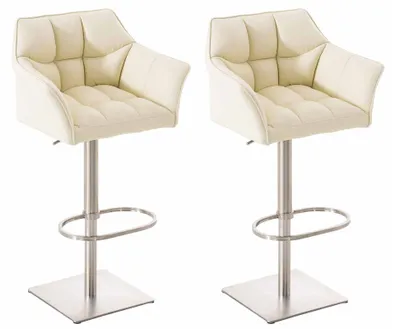 Produktbild von CLP 2er Set Barhocker Damaso Kunstleder drehbar und höhenverstellbar creme Gestell Farbe edelstahl