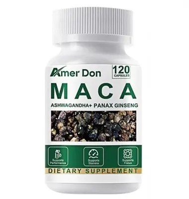 Produktbild von Maca Root 10000mg + Korean Red Panax Ginseng 1400mg + Ashwagandha (120 Kapseln) Nahrungsergänzungsmittel, Sexuellegesundheit, Unisex