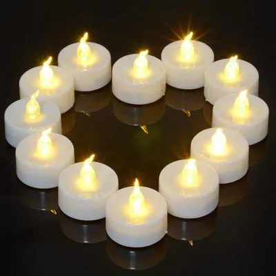 Zdjęcie produktu dla Świeczki LED typu tealight – świąteczna świeczka LED z timerem – zestaw 12 bezpłomieniowych świeczek wotywnych zasilanych bateryjnie – ciepła biel – dekoracja do domu, na wesele, Boże Narodzenie i festiwale