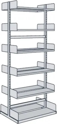 Produktbild von Bibliotheks-Regal Univers doppelt Grundfeld 100x25x225cm mit 2x6 Böden lichtgrau